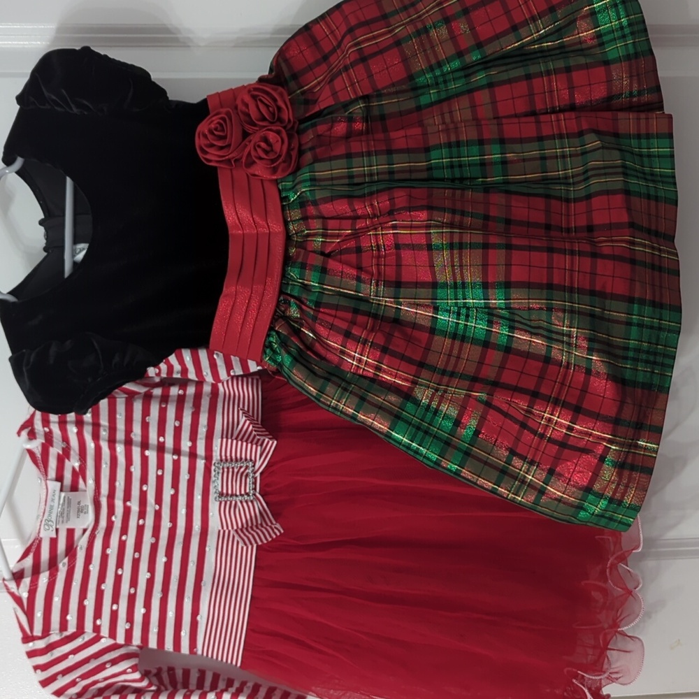 2 girls 3T Christmas dresses Bonnie Jean